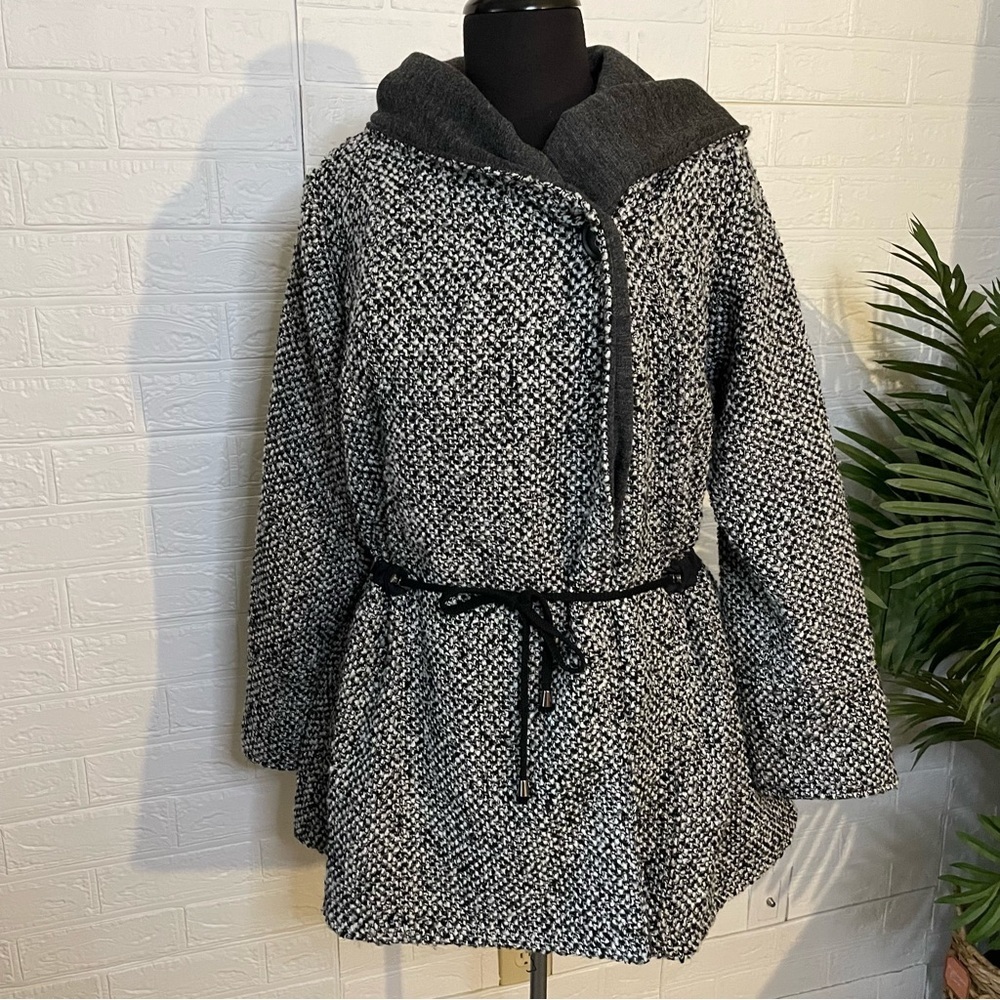 Free People Satellite Image swing coat gray XS hooded tweed - Picture 5 of 6